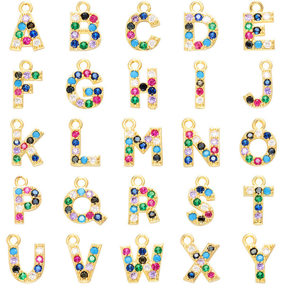Pendant Necklace DIY Gold Jewelry Custom Micro Rainbow Zircon Letter Bracelet