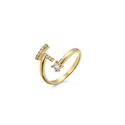 Trendy gold plated letter ring
