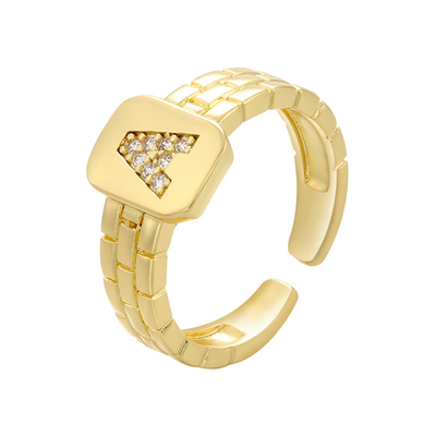 Open Watchband 18k Diamond Ring Men Plated Chunky Gold Initial Ring