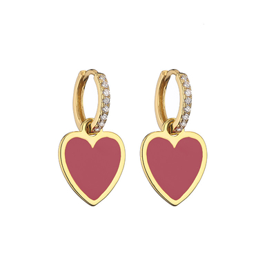 Heart Gold Enamel Hoop Earrings
