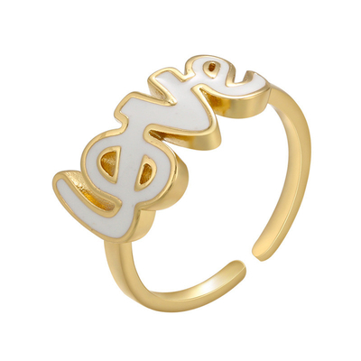 OEM Copper Brass 14k Gold Jewelry Open Enamel Love Letter Rings