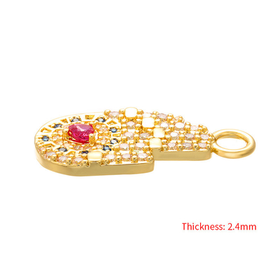 Micro Pave DIY Gold Plated Jewelry Brass Crystal Hand Lip Pendant Necklace