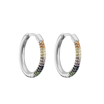 Crystal 925 Sterling Silver Jewelry Hoop Huggie Earrings Unisex