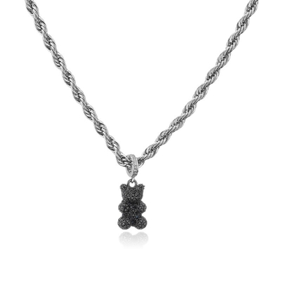 Custom 925 Sterling Silver Teddy Bear Necklace Classic Zircon Pendant Necklace