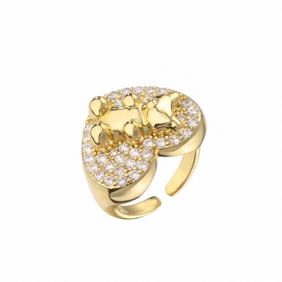 Adjustable 18K Diamond Ring Little Bear Heart Open Rings For Women