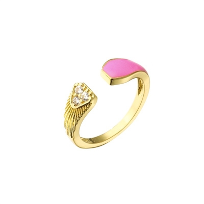 18K Gold Plated Diamond Ring Women Open Enamel Ring OEM ODM