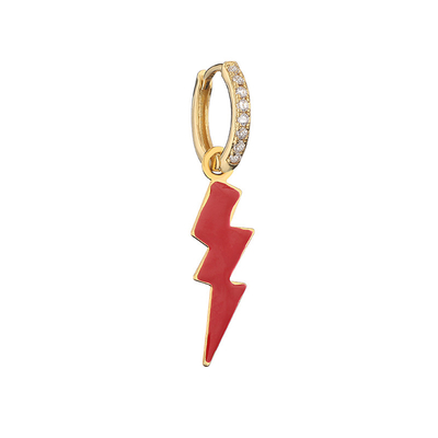 CZ Lightning Bolt Hoop Earrings OEM Classic Gold Plated Enamel Earring