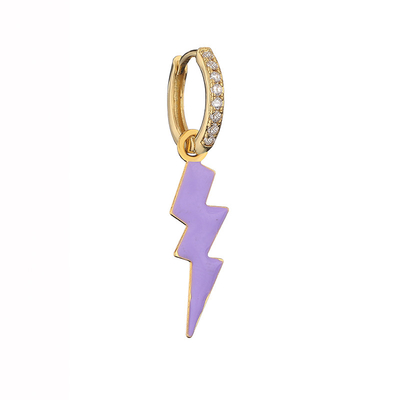 CZ Lightning Bolt Hoop Earrings OEM Classic Gold Plated Enamel Earring