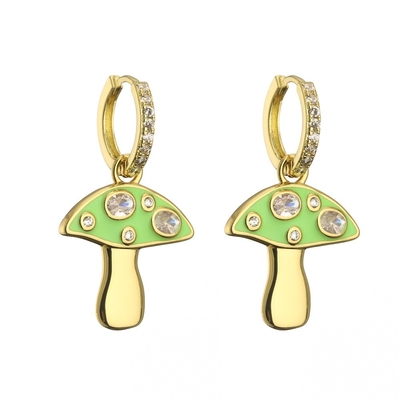 Cute Enamel Gold Plated Drop Earring Mushroom Dangle Earrings