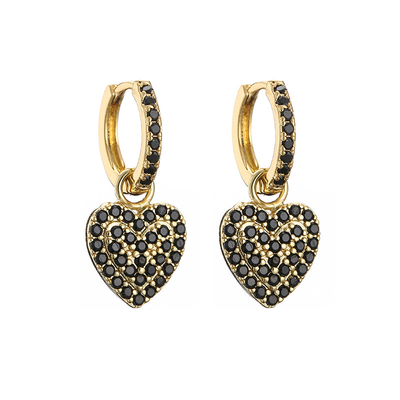 Rhinestone gold heart drop earrings