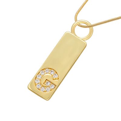 Rectangle Custom DIY Pendant Necklace CZ 18k Gold Plated Initial Necklace