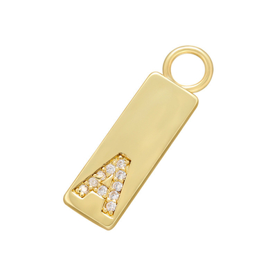 DIY 18K Gold Pendant Jewelry Initial Letter Zircon Charm Pendants