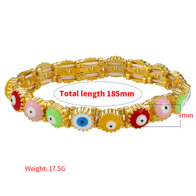 Gold Plated 18K Gold Bangle Jewelry Enamel Adjustable Lucky Evil Eye Bracelet
