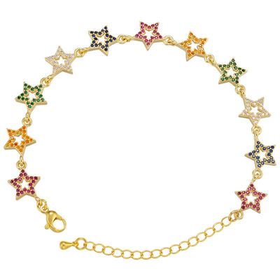 Rhinestone 18K Gold Bracelet OEM Heart Star Shaped Bracelet