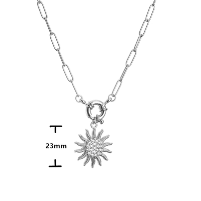 OEM 18K Gold Jewelry Set Silver Zircon Gold Sunflower Pendant Necklace