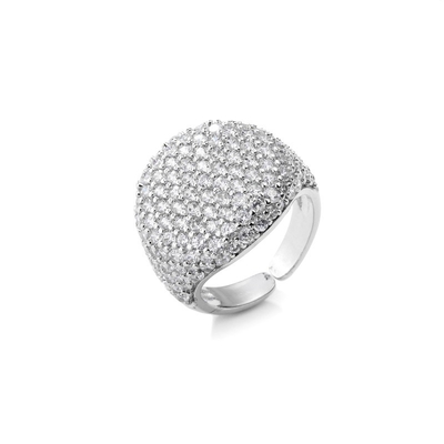 Party Sterling Silver Crystal Jewelry Crystal Open Pave Ring Adjustable