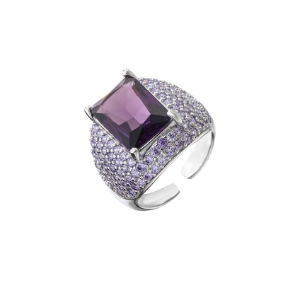 OEM S925 Silver Diamond Ring Crystal Gemstone Mens Hip Hop Rings
