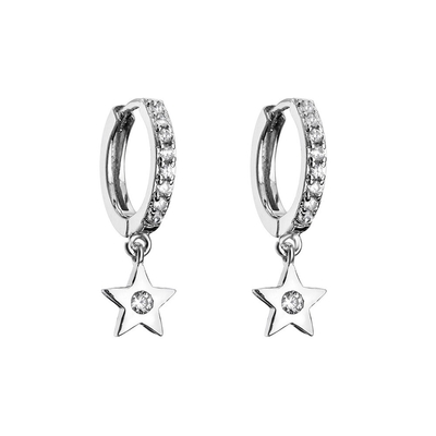 Custom Zircon Crystal Sterling Silver Diamond Earrings Hoop