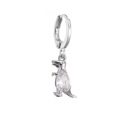 Micro Sterling Silver Crystal Jewelry Inlaid Zircon Retro Dinosaur Dangle Earrings