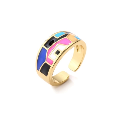 Multicolor Dripping Oil Rings Exquisite Gold Plated Wedding Rings OEM ODM