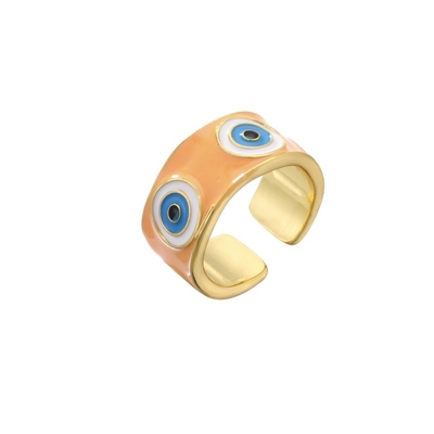 Luxury 18K Dripping Oil Rings Gold Plated Colorful Enamel Turkish Evil Eye Ring